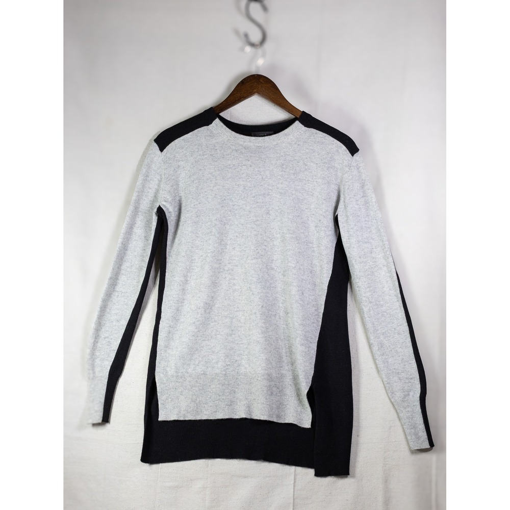 J.Crew Women's Colorblock Sweater Gray Black Crewneck Long Sleeve Minimalist